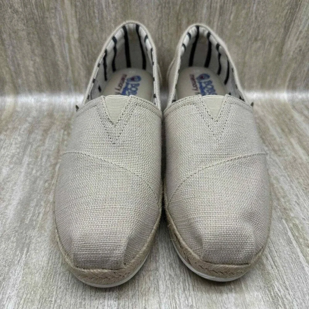 Bobs Laganlook Taupe Brown Espadrille Wedges Slip On Shoes Granola Girl Sz9 NICE